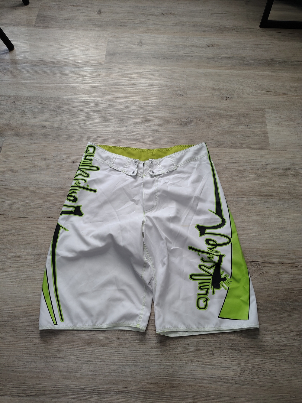 Vintage Y2K Quiksilver White And Green Swim Trunks